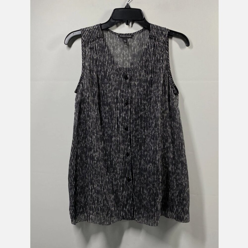 Eileen Fisher Elemental Printed Crinkle Silk Tank Top Size XS (Retail $228) - Picture 5 of 12